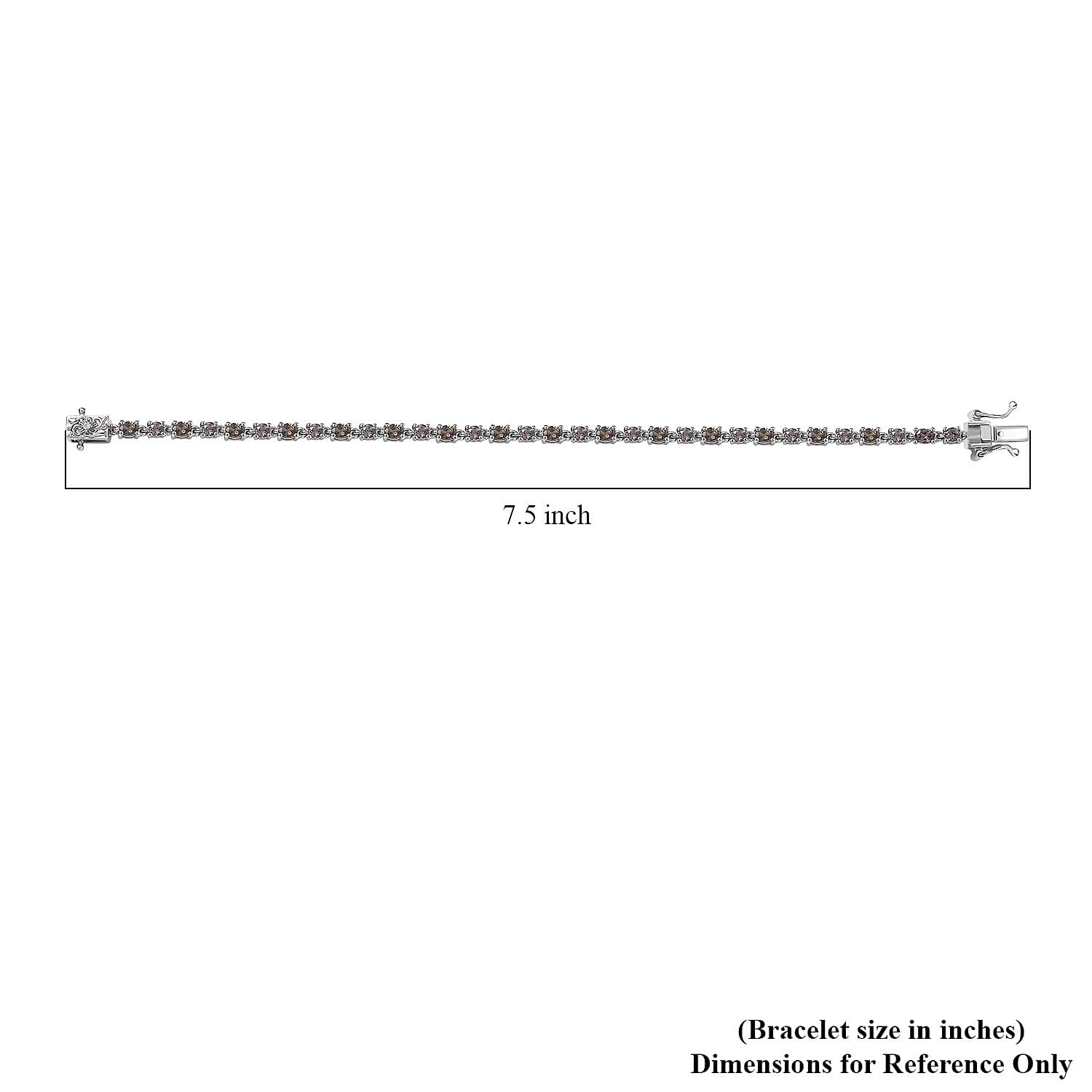 D'Joy Madagascar Color Change Garnet and Moissanite 6.60 ctw Classic Tennis Bracelet in Rhodium Over Sterling Silver (7.25 In)