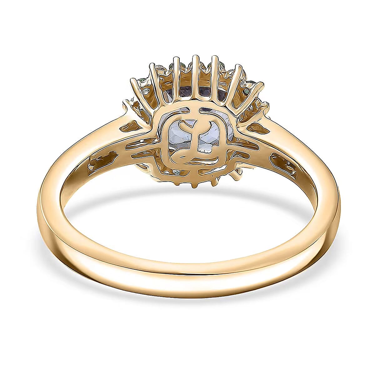 Luxoro AAA Peacock Tanzanite, Boyaca Colombian Emerald and Diamond Sunburst Ring in 10K Yellow Gold 1.90 ctw (Size 10.0) image number 6