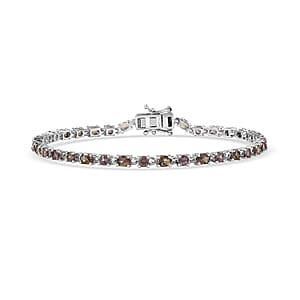 D&rsquo;Joy Madagascar Color Change Garnet and Moissanite 5.80 ctw Classic Tennis Bracelet in Rhodium Over Sterling Silver (6.50 In)