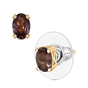 D’Joy Madagascar Color Change Garnet 1.25 ctw Solitaire Stud Earrings in 18K Vermeil Yellow Gold Over Sterling Silver