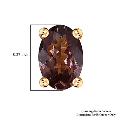 D’Joy Madagascar Color Change Garnet 1.25 ctw Solitaire Stud Earrings in 18K Vermeil Yellow Gold Over Sterling Silver