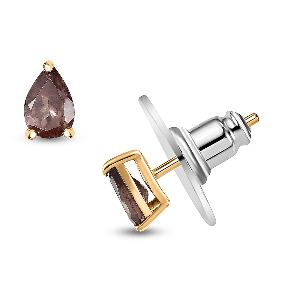 D’Joy Madagascar Color Change Garnet 1.00 ctw Dew Drop Stud Earrings in 18K Vermeil Yellow Gold Over Sterling Silver image number 0