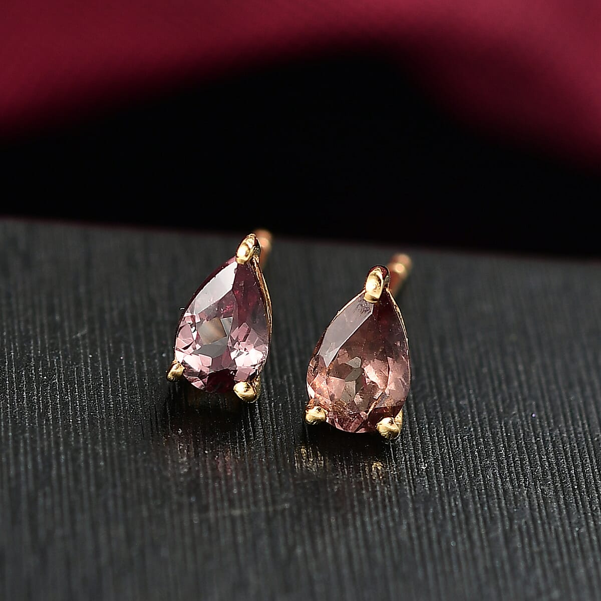 D’Joy Madagascar Color Change Garnet 1.00 ctw Dew Drop Stud Earrings in 18K Vermeil Yellow Gold Over Sterling Silver image number 1