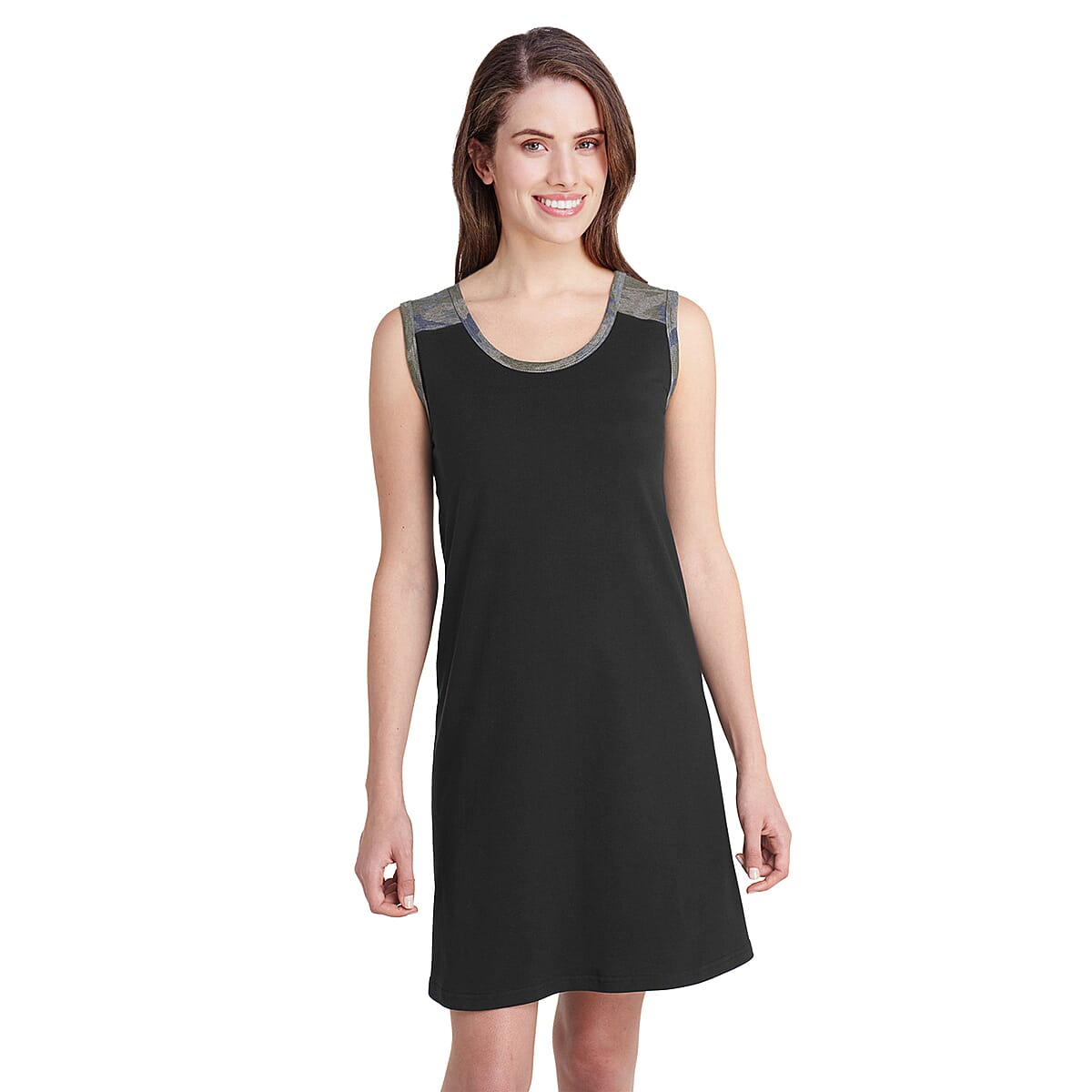 LAT Black and Camo 100% Cotton Fine Jersey Racerback Tank Dress - S image number 0