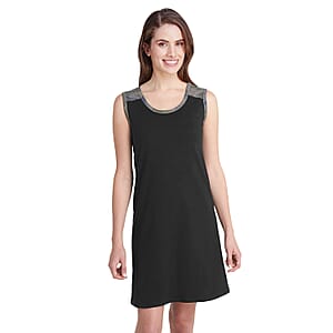 LAT Black and Camo 100% Cotton Fine Jersey Racerback Tank Dress - S