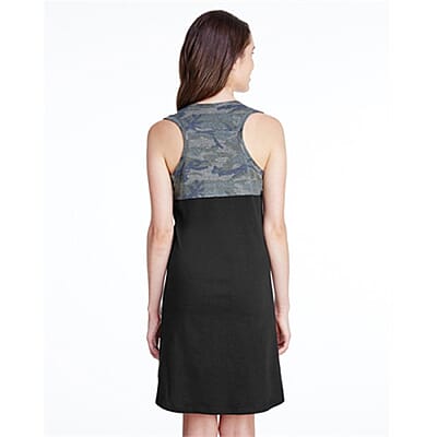 LAT Black and Camo 100% Cotton Fine Jersey Racerback Tank Dress - S
