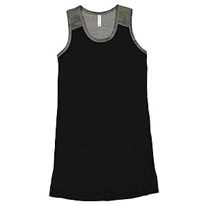 LAT Black and Camo 100% Cotton Fine Jersey Racerback Tank Dress - M