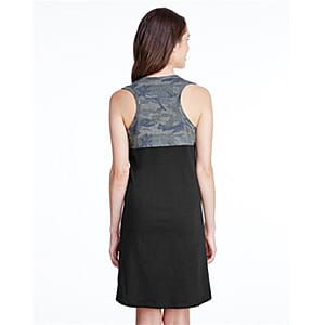 LAT Black and Camo 100% Cotton Fine Jersey Racerback Tank Dress - M