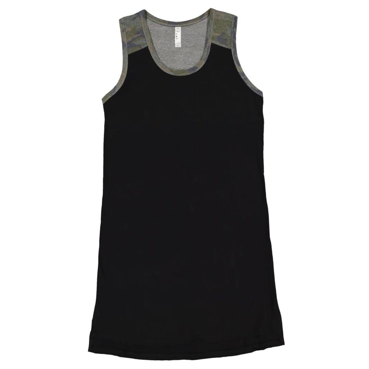 LAT Black and Camo 100% Cotton Fine Jersey Racerback Tank Dress - L image number 1