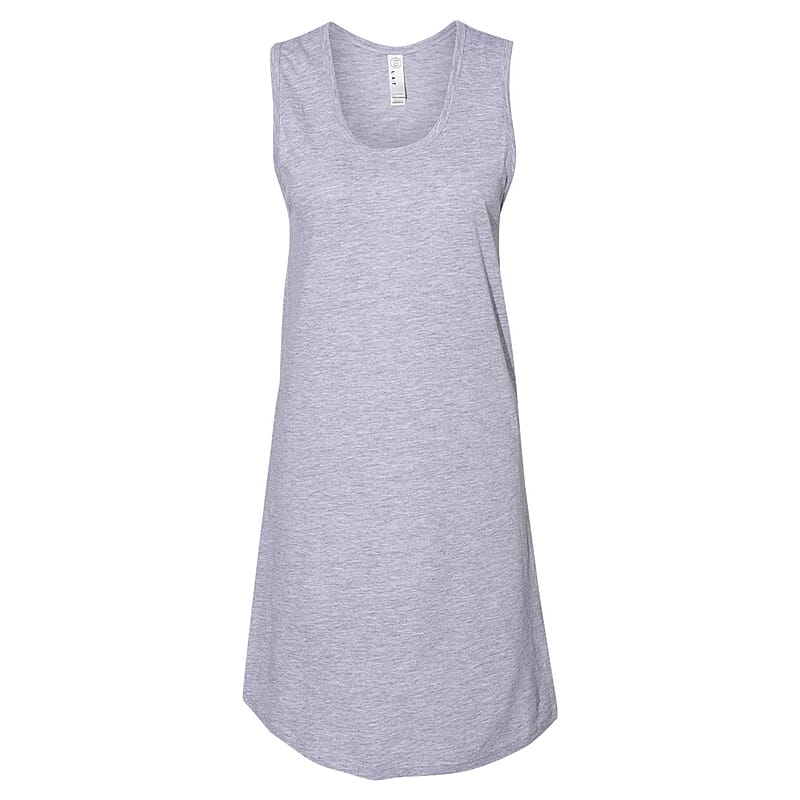 LAT Grey 100% Cotton Fine Jersey Racerback Tank Dress - L