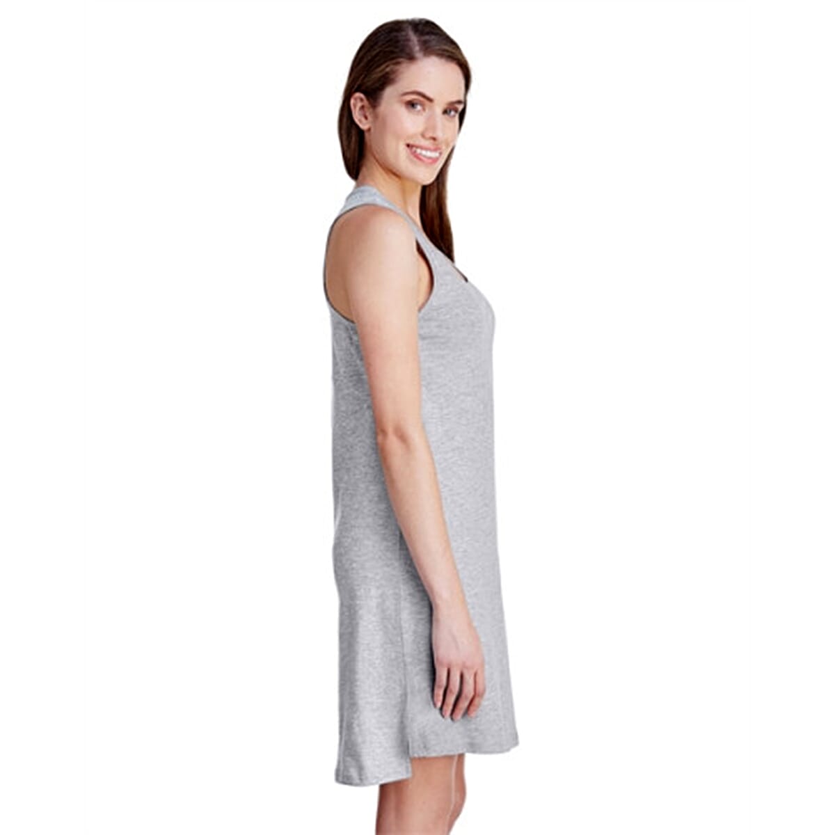 LAT Grey 100% Cotton Fine Jersey Racerback Tank Dress - L image number 2