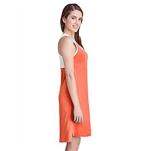 LAT Orange and White 100% Cotton Fine Jersey Racerback Tank Dress - M