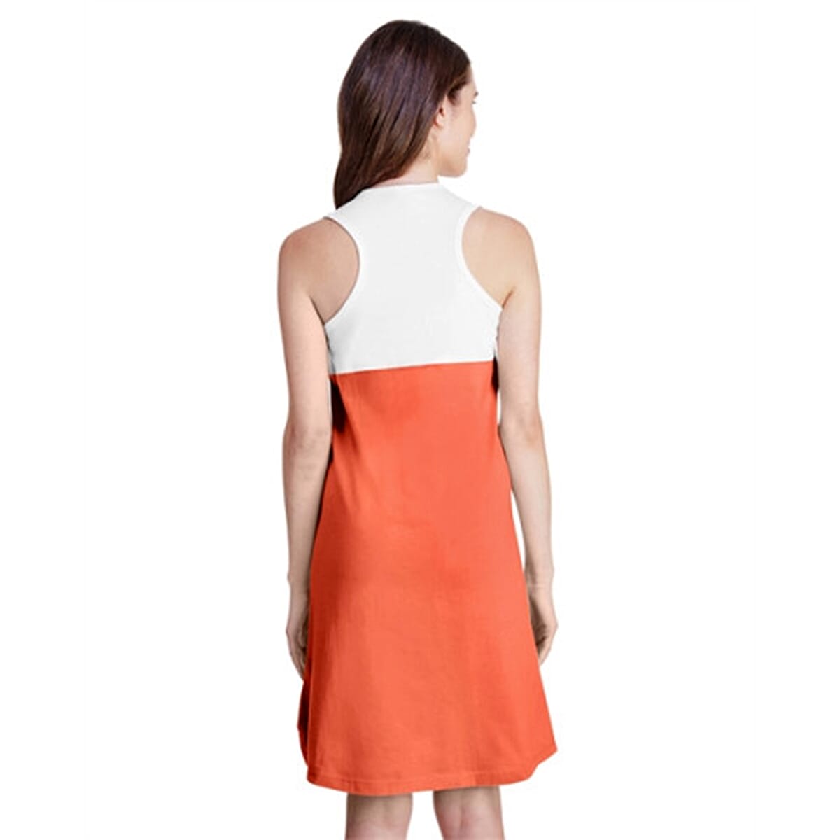 LAT Orange and White 100% Cotton Fine Jersey Racerback Tank Dress - M image number 3