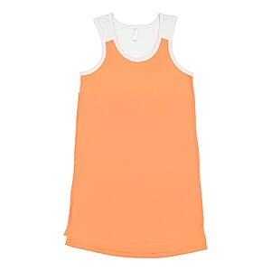 LAT Orange and White 100% Cotton Fine Jersey Racerback Tank Dress - L