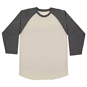LAT Natural Heather 100% Cotton Fine Jersey 3/4 Raglan Sleeve Tee - S