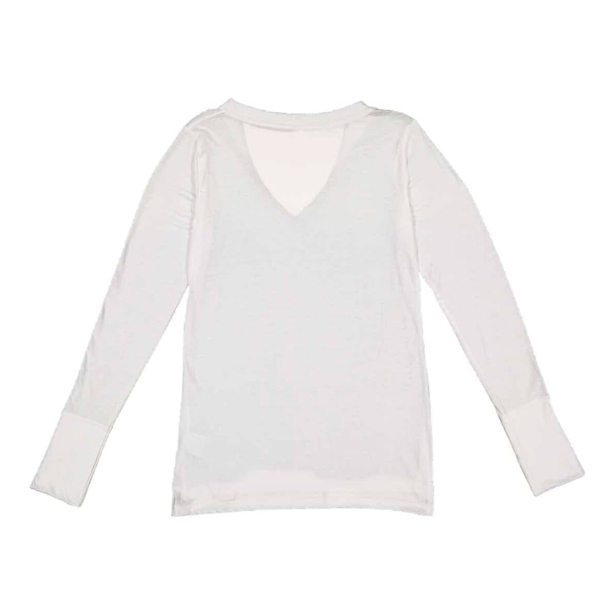 LAT White Long Sleeve Lace-Up Cotton Blend Fine Jersey Tee - M image number 2