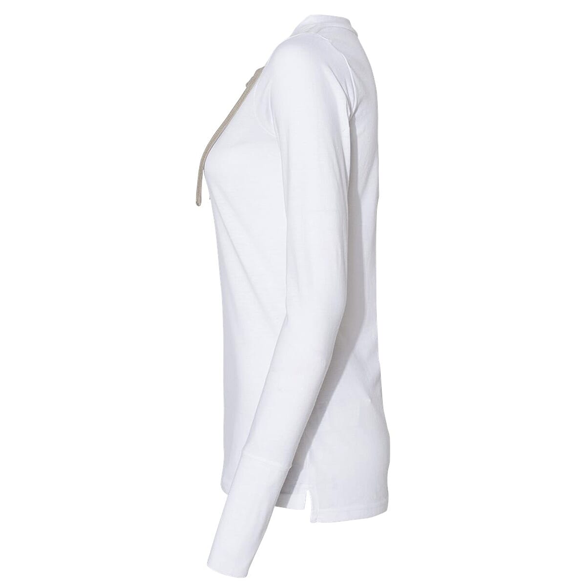 LAT White Long Sleeve Lace-Up Cotton Blend Fine Jersey Tee - M image number 3