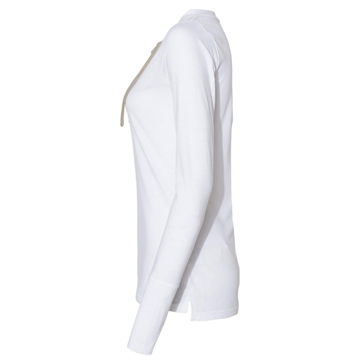 LAT White Long Sleeve Lace-Up Cotton Blend Fine Jersey Tee - XL image number 3