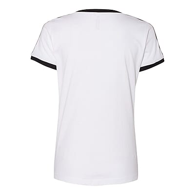 LAT White 100% Cotton V-Neck Retro Ringer Jersey Tee - L