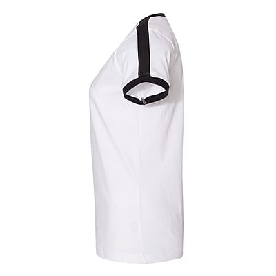 LAT White 100% Cotton V-Neck Retro Ringer Jersey Tee - L