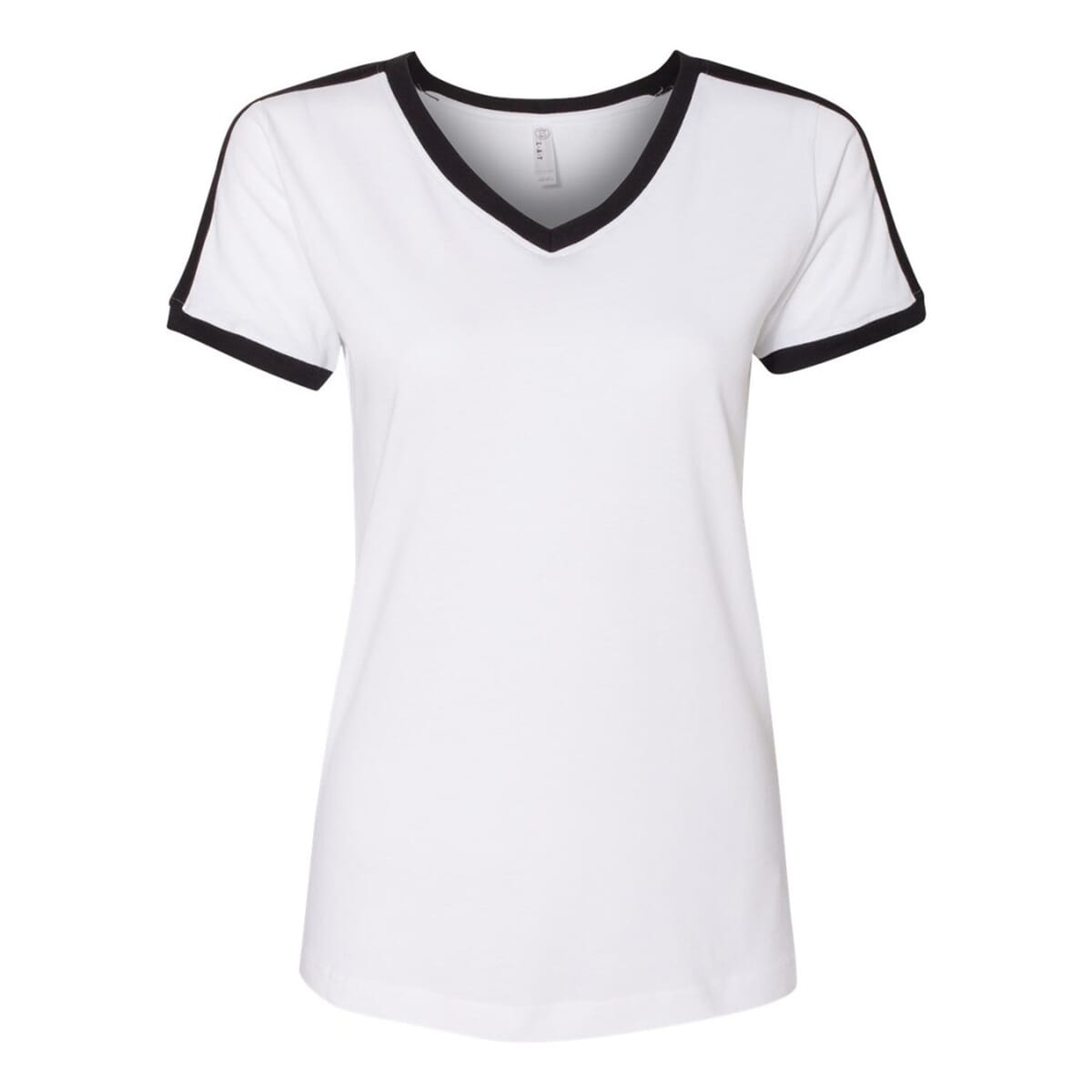 LAT White 100% Cotton V-Neck Retro Ringer Jersey Tee - 2XL image number 0