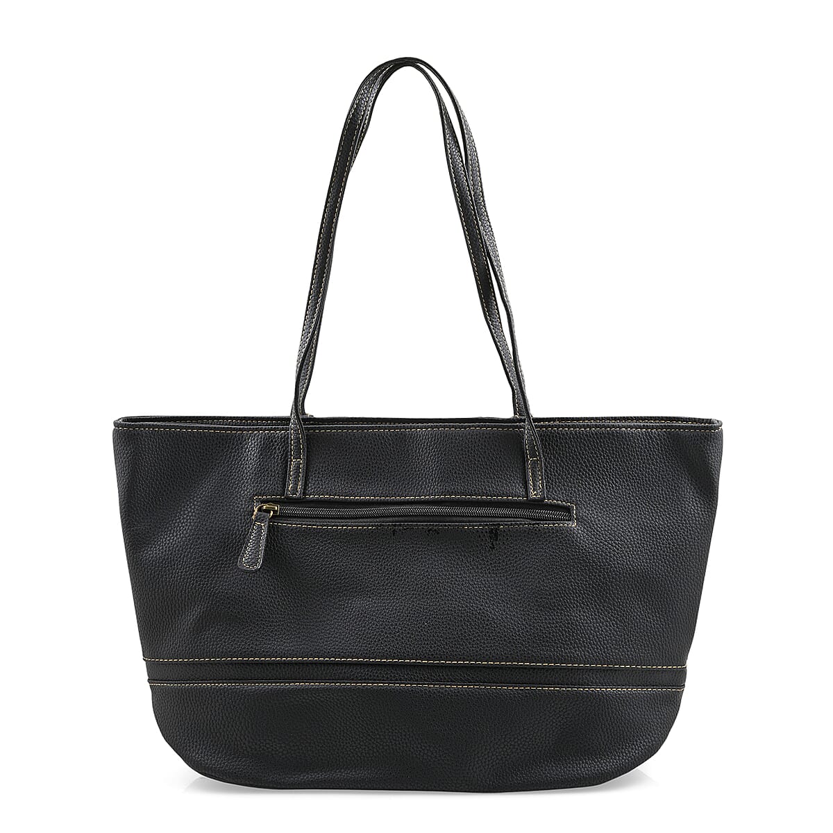 Stone Mountain Black Leather Zipper Tote Bag image number 1