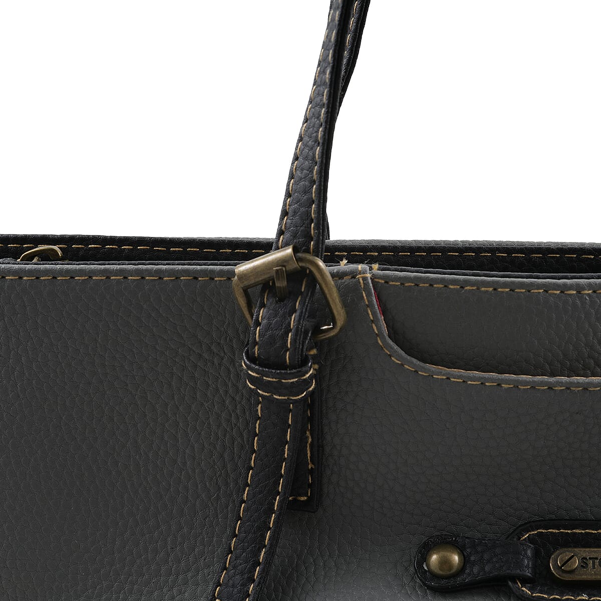 Stone Mountain Gray & Black Leather Zipper Tote Bag image number 5