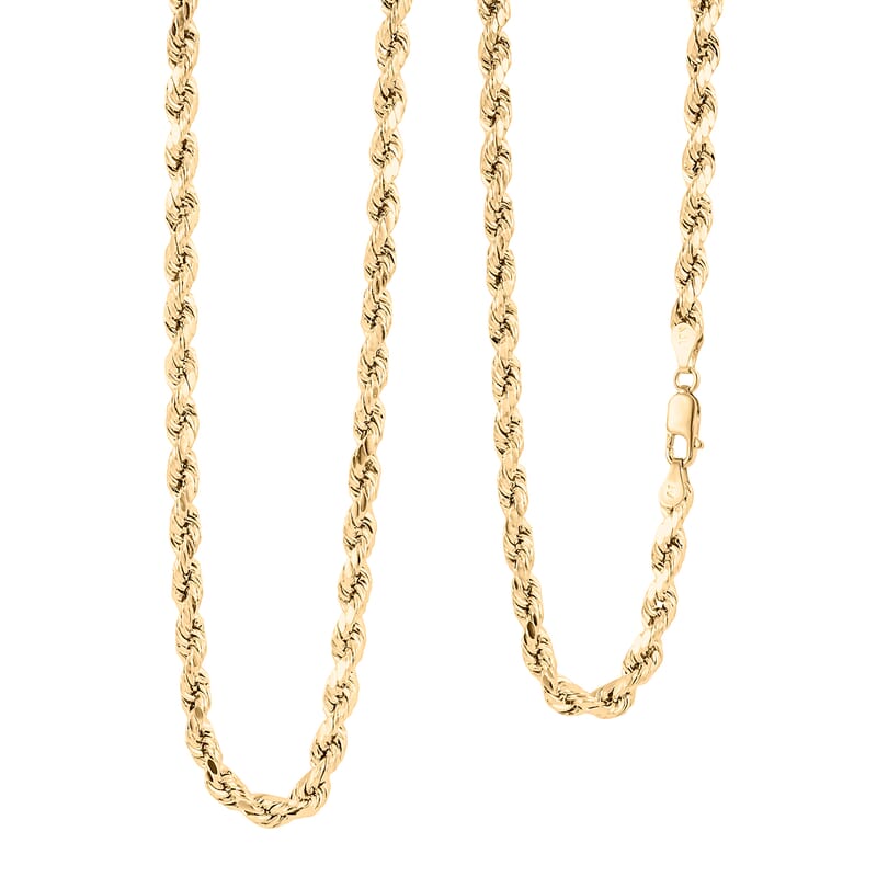 4mm Diamond-cut Rope Chain Necklace in 10K Yellow Gold 10.5 Grams 26 Inches