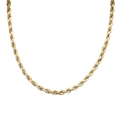 4mm Diamond-cut Rope Chain Necklace in 10K Yellow Gold 10.5 Grams 26 Inches
