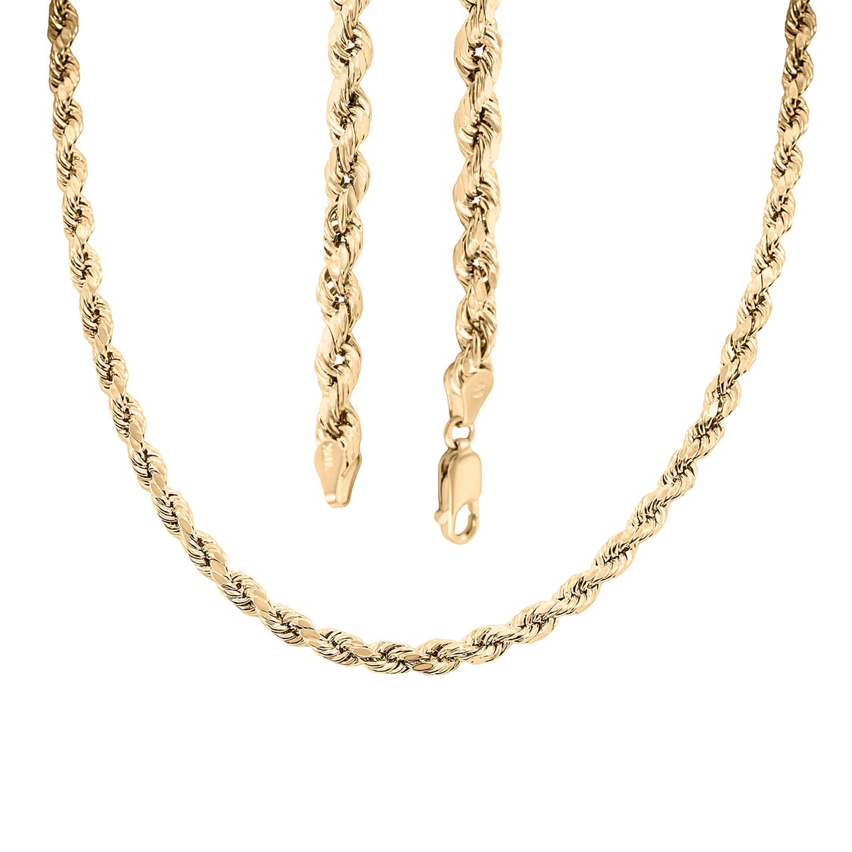 4mm Diamond-cut Rope Chain Necklace in 10K Yellow Gold 10.5 Grams 26 Inches image number 2