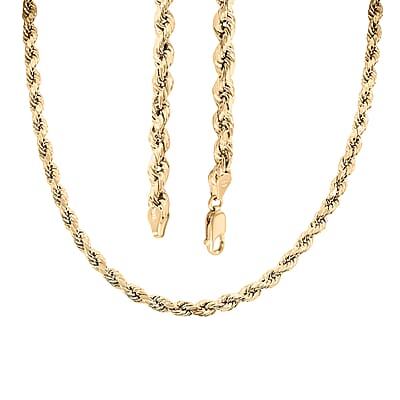 4mm Diamond-cut Rope Chain Necklace in 10K Yellow Gold 10.5 Grams 26 Inches