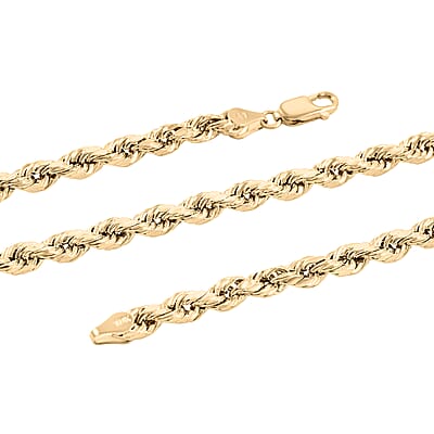 4mm Diamond-cut Rope Chain Necklace in 10K Yellow Gold 10.5 Grams 26 Inches