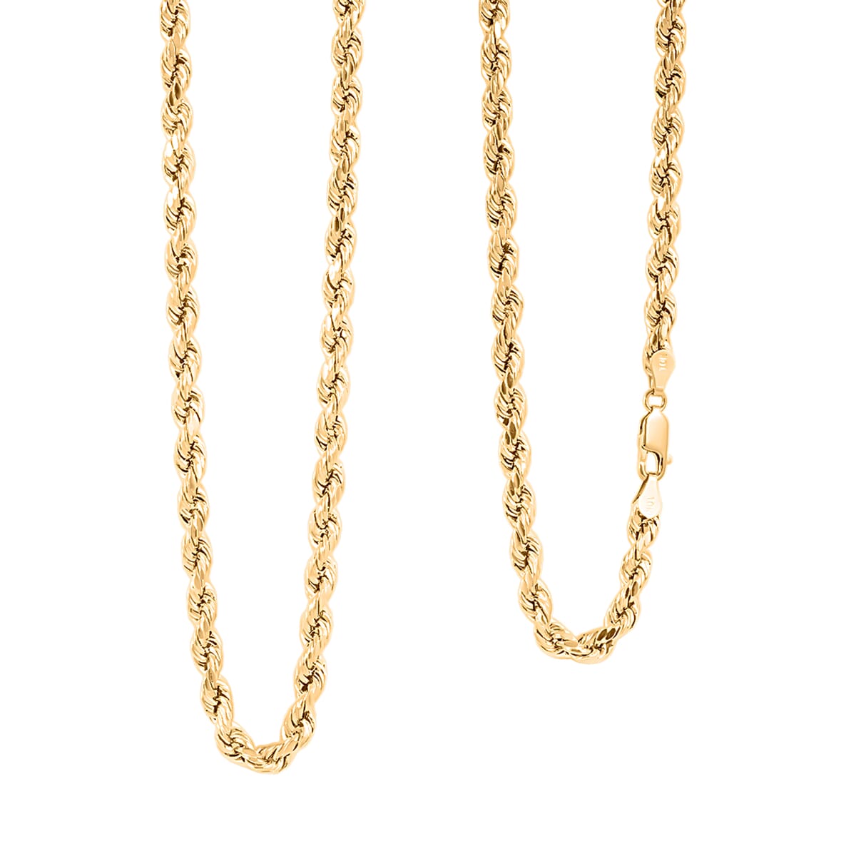 4mm Diamond-cut Rope Chain Necklace in 10K Yellow Gold 28 Inches 10.9 Grams image number 0