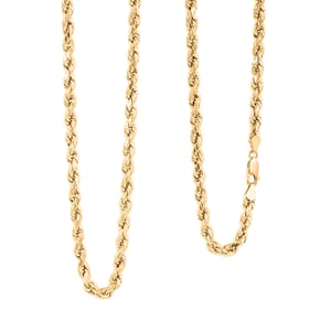 4mm Diamond-cut Rope Chain Necklace in 10K Yellow Gold 28 Inches 10.9 Grams