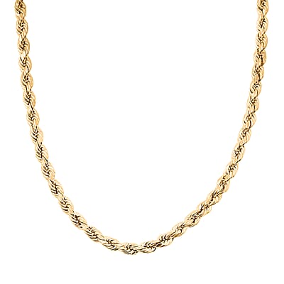 4mm Diamond-cut Rope Chain Necklace in 10K Yellow Gold 28 Inches 10.9 Grams