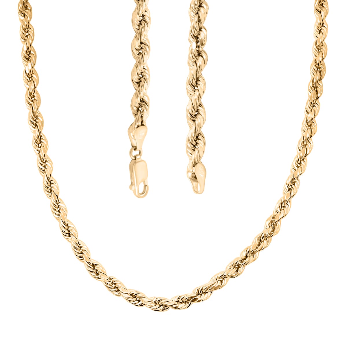 4mm Diamond-cut Rope Chain Necklace in 10K Yellow Gold 28 Inches 10.9 Grams image number 2