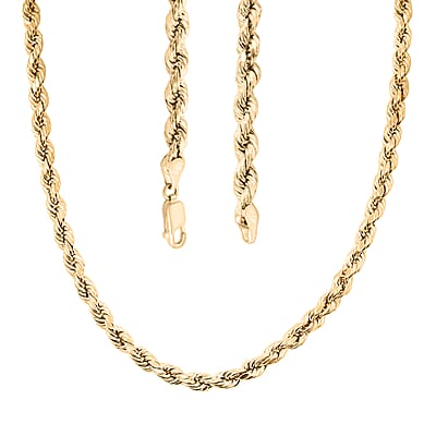 4mm Diamond-cut Rope Chain Necklace in 10K Yellow Gold 28 Inches 10.9 Grams