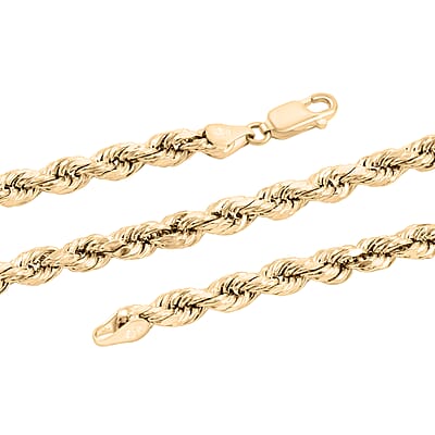 4mm Diamond-cut Rope Chain Necklace in 10K Yellow Gold 28 Inches 10.9 Grams