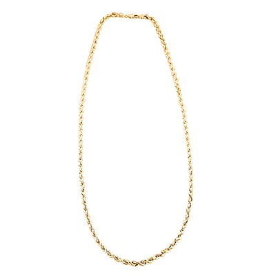 4mm Diamond-cut Rope Chain Necklace in 10K Yellow Gold 28 Inches 10.9 Grams