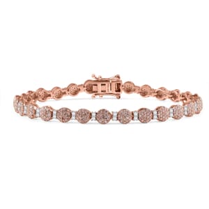 D’Joy Natural Pink and White Diamond 2.68 ctw Berries on Vines Bracelet in 18K Vermeil Rose Gold Over Sterling Silver (7.25 In) (Del. in 10-12 Days)
