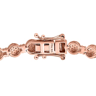 D'Joy Natural Pink and White Diamond 2.68 ctw Berries on Vines Bracelet in 18K Vermeil Rose Gold Over Sterling Silver (7.25 In)