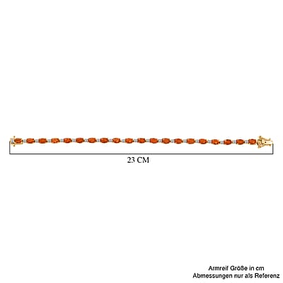 AAA Fire Opal and Luxuriant Lab Grown Diamond I2 7.40 ctw Bracelet in 18K Vermeil Yellow Gold Over Sterling Silver (7.50 In)