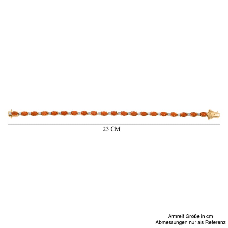 AAA Fire Opal and Luxuriant Lab Grown Diamond I2 7.40 ctw Bracelet in 18K Vermeil Yellow Gold Over Sterling Silver (7.50 In)