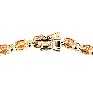 AAA Jalisco Fire Opal and Luxuriant Lab Grown Diamond I2 8.15 ctw Bracelet in 18K Vermeil Yellow Gold Over Sterling Silver (8.00 In)