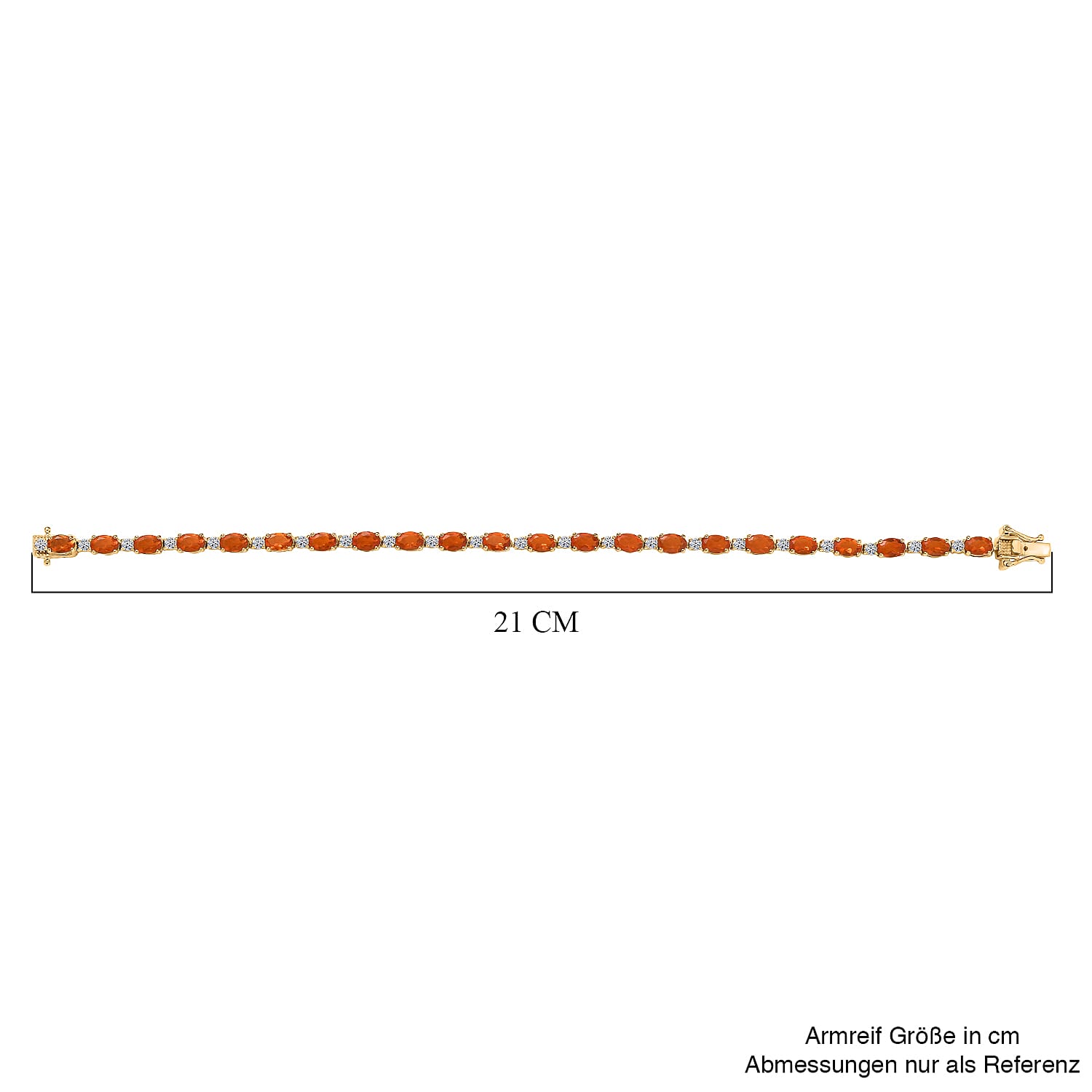 AAA Jalisco Fire Opal and Luxuriant Lab Grown Diamond I2 8.15 ctw Bracelet in 18K Vermeil Yellow Gold Over Sterling Silver (8.00 In)