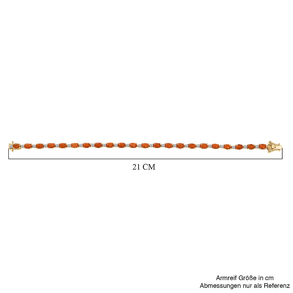 AAA Jalisco Fire Opal and Luxuriant Lab Grown Diamond I2 8.15 ctw Bracelet in 18K Vermeil Yellow Gold Over Sterling Silver (8.00 In) image number 4