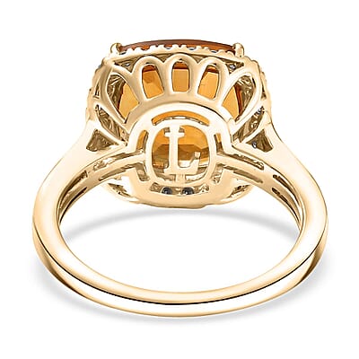 AAA Mandarin Citrine and G-H SI Luxuriant Lab Grown Diamond 5.27 ctw Ring in 10K Yellow Gold (Size 10.0)