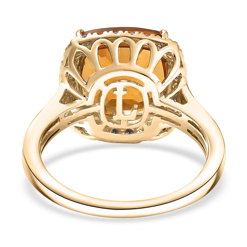 AAA Mandarin Citrine and G-H SI Luxuriant Lab Grown Diamond 5.27 ctw Ring in 10K Yellow Gold (Size 10.0)