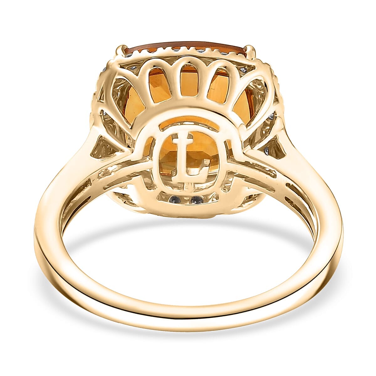AAA Santa Ana Madeira Citrine and G-H SI Luxuriant Lab Grown Diamond 5.27 ctw Ring in 10K Yellow Gold (Size 6.5) image number 4