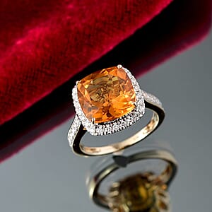 AAA Santa Ana Madeira Citrine and G-H SI Luxuriant Lab Grown Diamond 5.27 ctw Ring in 10K Yellow Gold (Size 7.5)
